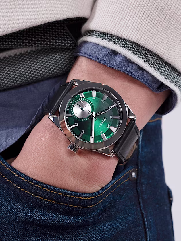 Genuine Leather multi-function watch - GUESS