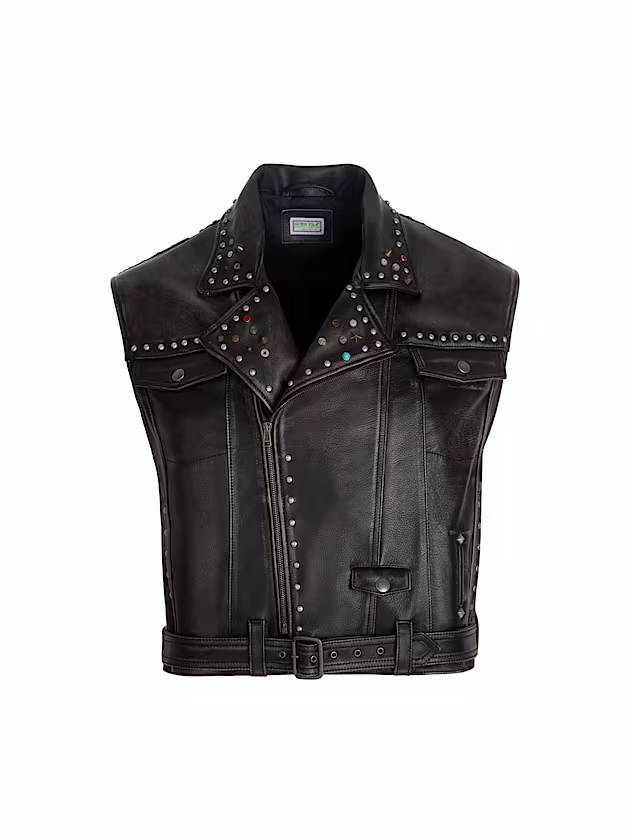 Leather vest with studs - GUESS