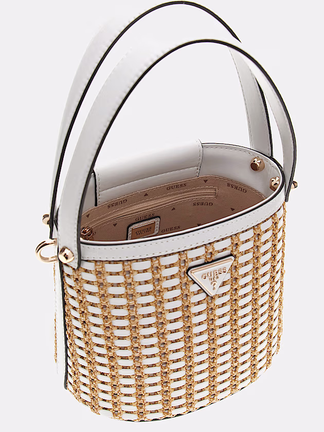 Atalia raffia mini bucket bag - GUESS