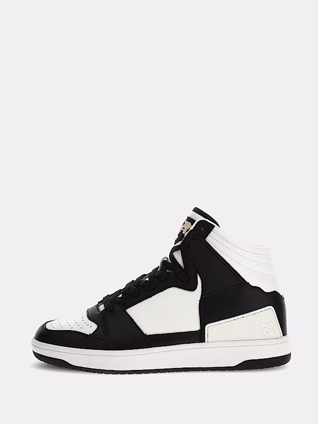 Sava Mid mixed-leather high-top sneakers - GUESS