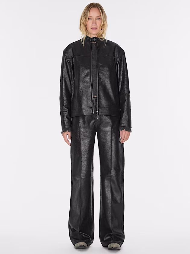 Genuine leather biker jacket - GUESS