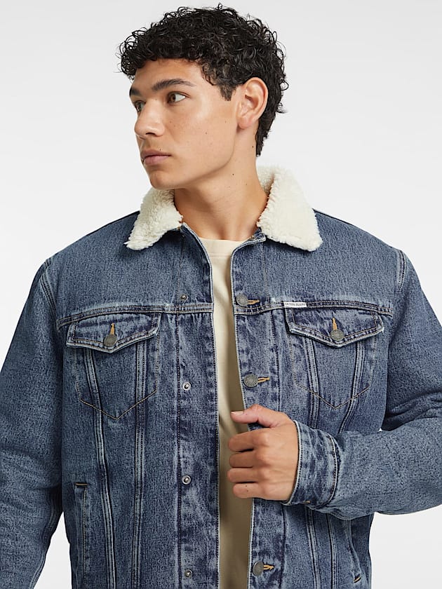 Sherpa Collar Denim Trucker Jacket - GUESS