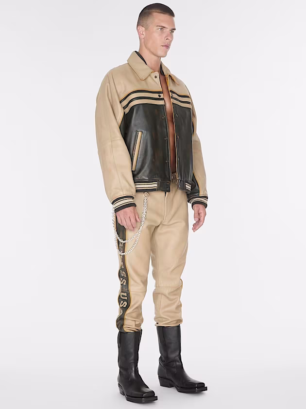 Genuine leather biker jacket - GUESS