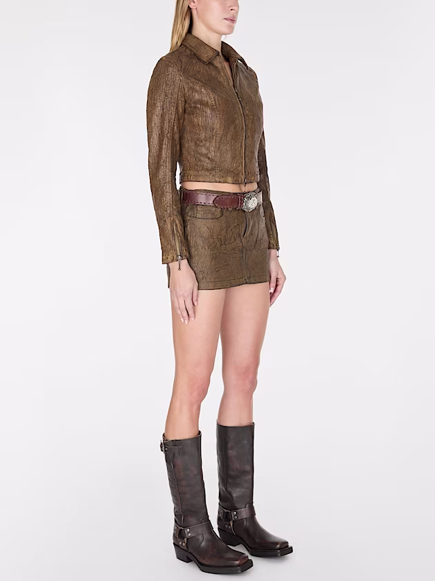 Crackle denim biker jacket - GUESS