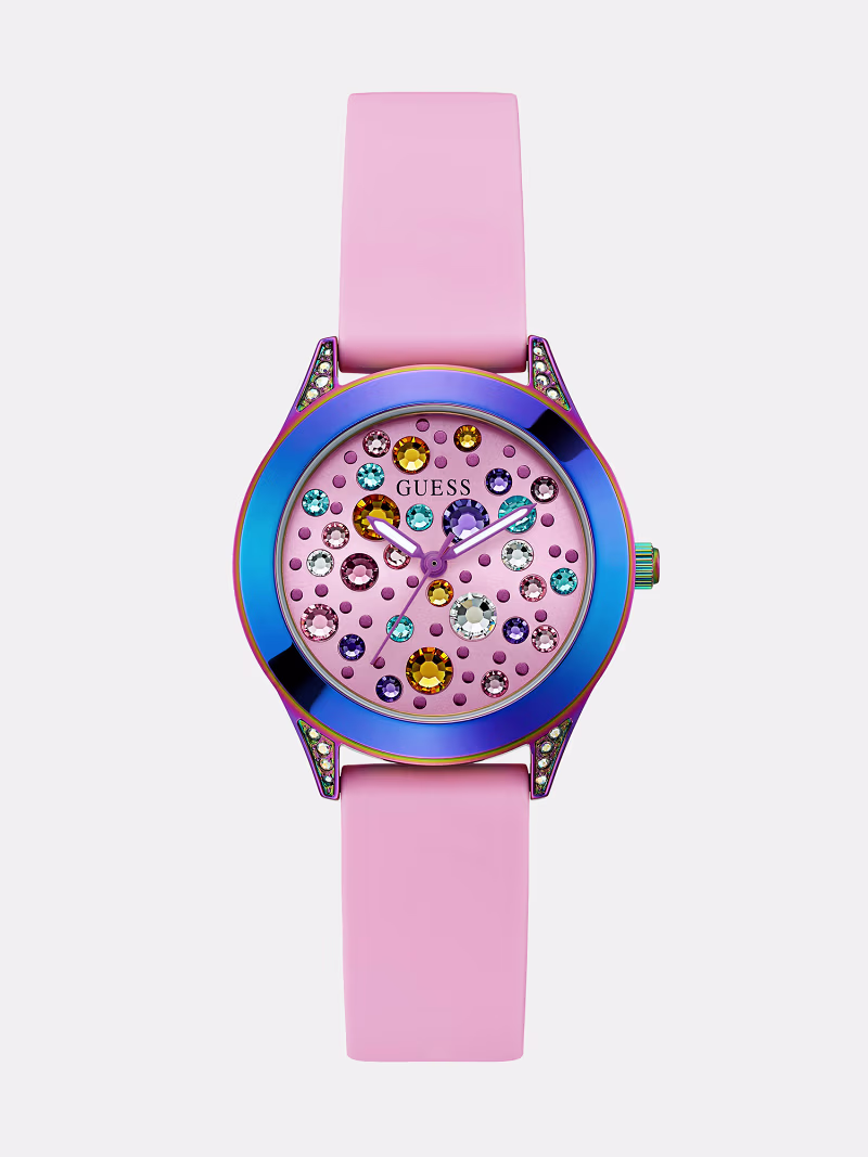 Analogue watch with crystal appliqué detailing - GUESS