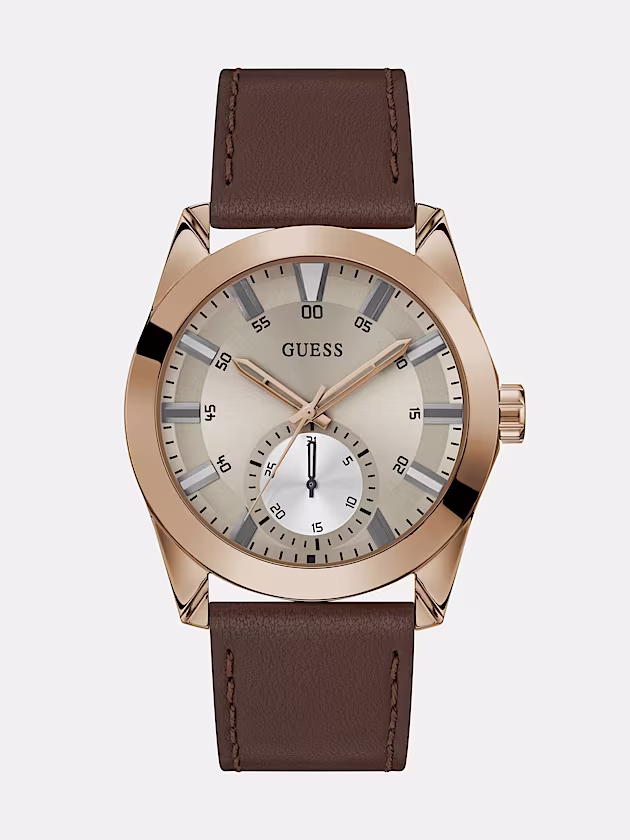 Genuine Leather multi-function watch - GUESS