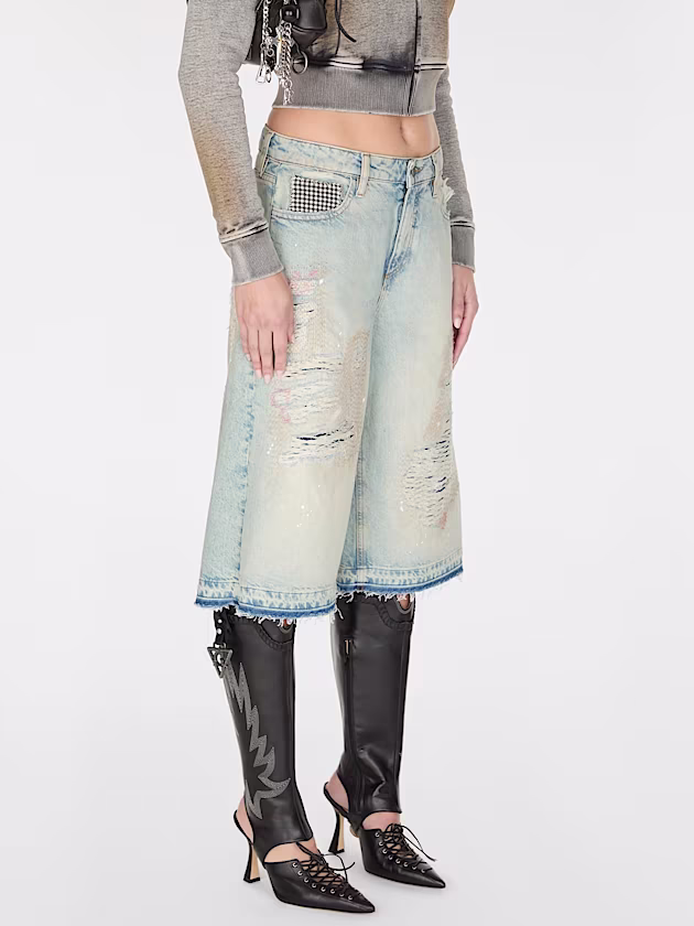 Mid rise denim shorts - GUESS