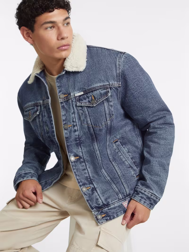 Sherpa Collar Denim Trucker Jacket - GUESS