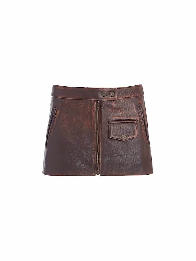 Mid rise leather mini skirt - GUESS