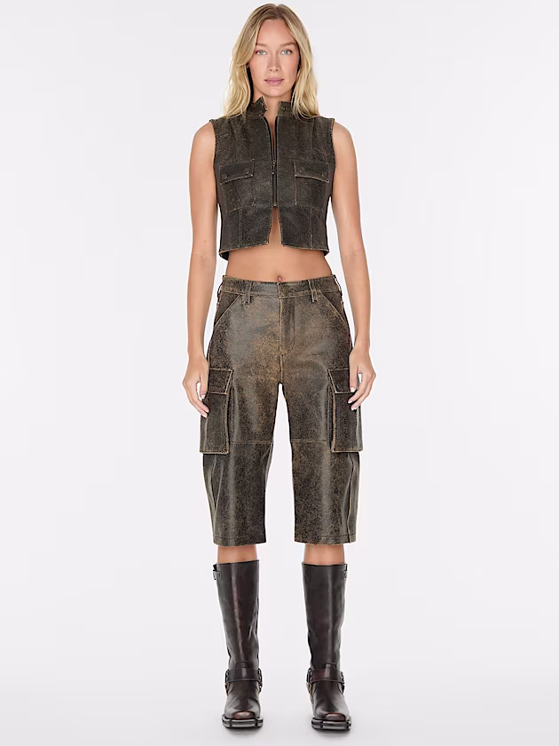 High rise wide leg leather pant - GUESS