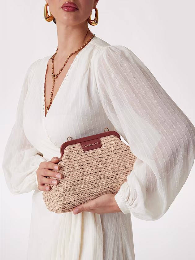 Marciano raffia clutch bag - GUESS