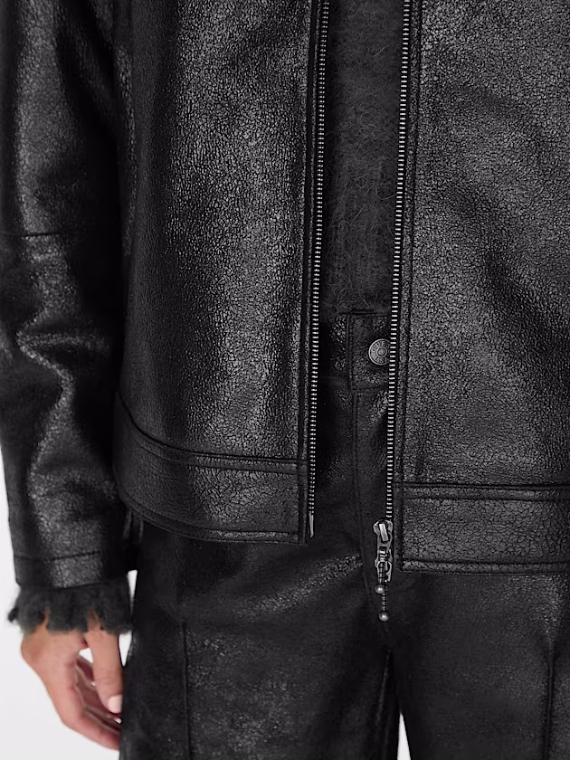 Genuine leather biker jacket - GUESS