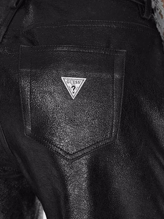 Mid rise wide leg leather pant - GUESS