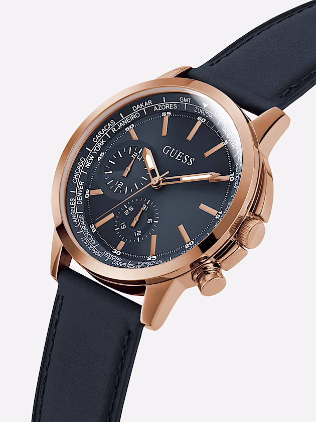 Multi-function genuine leather watch - GUESS