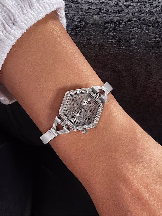 Analogue watch with crystal appliqué detailing - GUESS