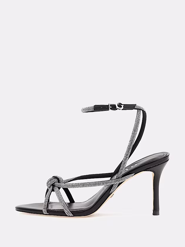 Merlot leather-blend rhinestone sandal - GUESS