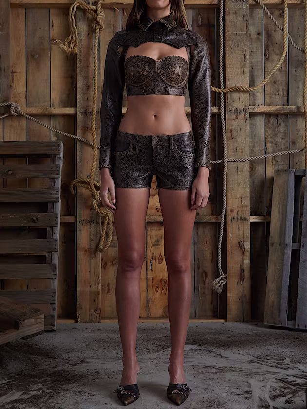 Crackle leather top - GUESS