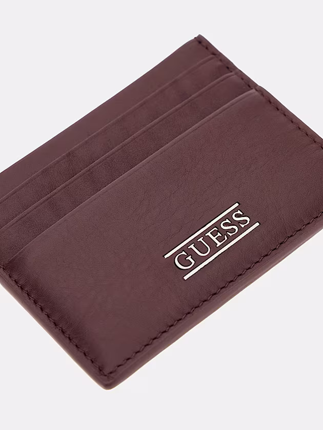 New Boston genuine leather credit card holder - GUESS