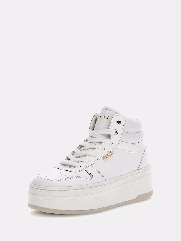 Linzy mixed-leather high sneakers - GUESS