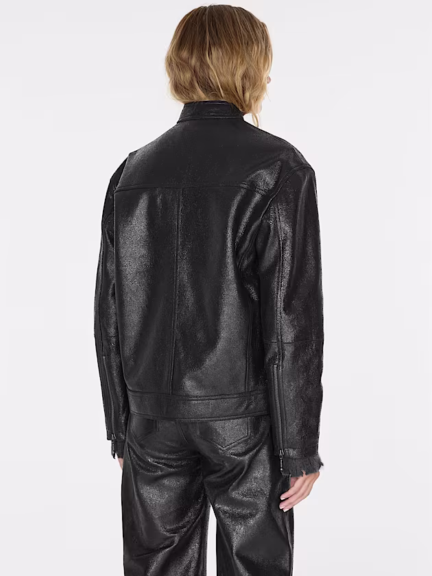 Genuine leather biker jacket - GUESS