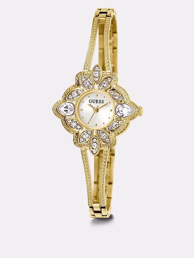 Analogue watch with flower on dial - GUESS