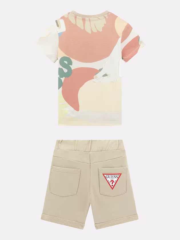 Triangle logo t-shirt and shorts set - GUESS