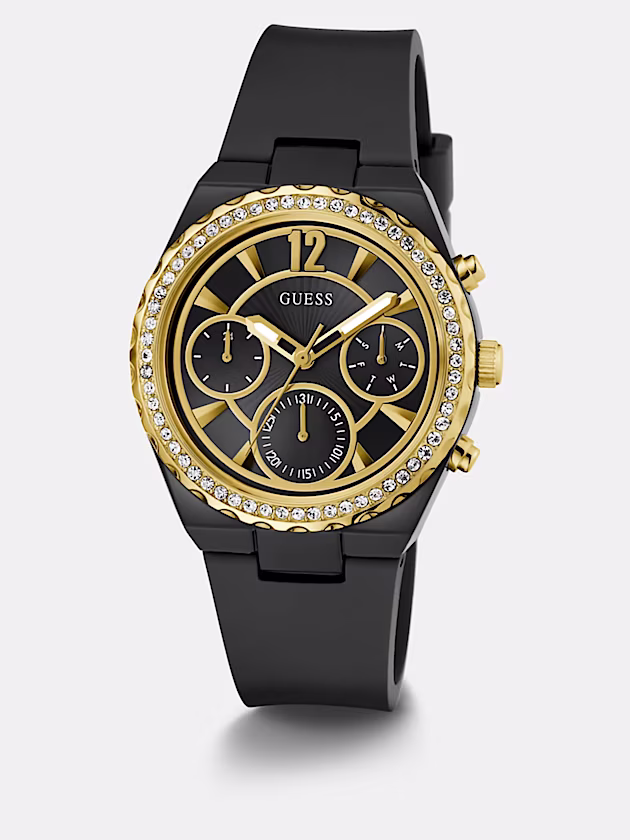 Multi-function watch with crystal appliqué detailing - GUESS