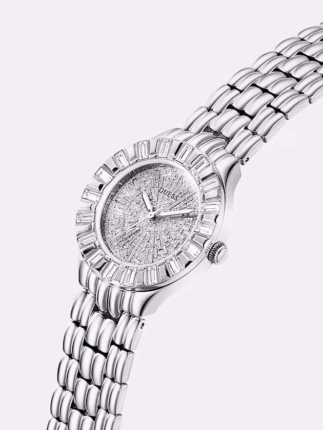 Analogue watch with crystal appliqué - GUESS