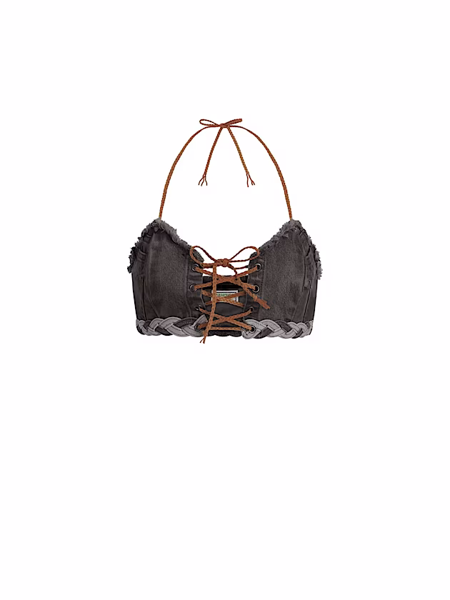 Denim Lace-Up Bra Top - GUESS