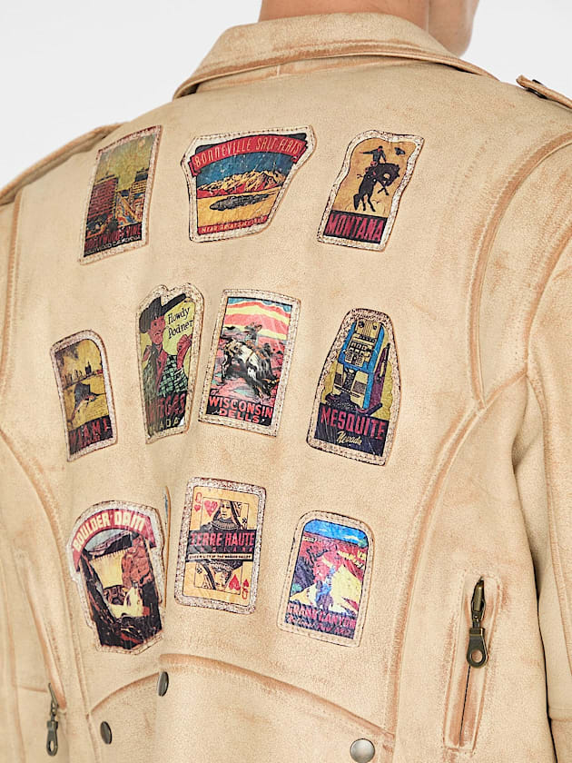 Genuine leather biker jacket - GUESS