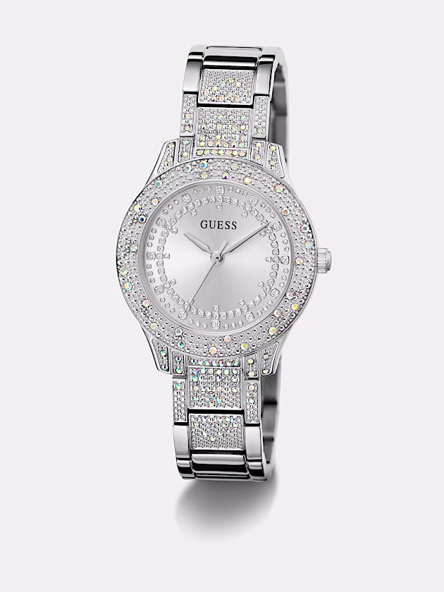 Analogue watch with crystal appliqué detailing - GUESS
