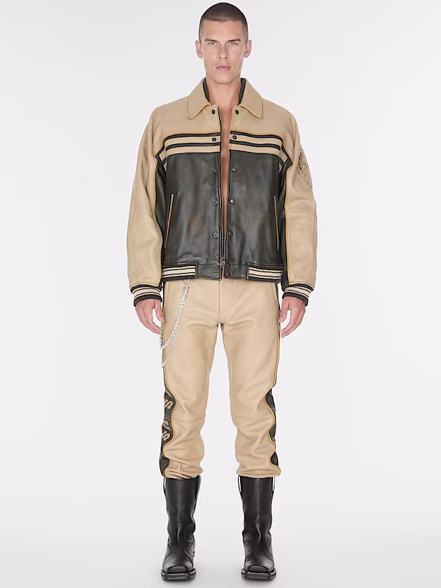 Genuine leather biker jacket - GUESS