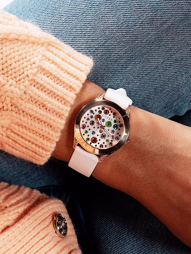 Analogue watch with crystal appliqué detailing - GUESS