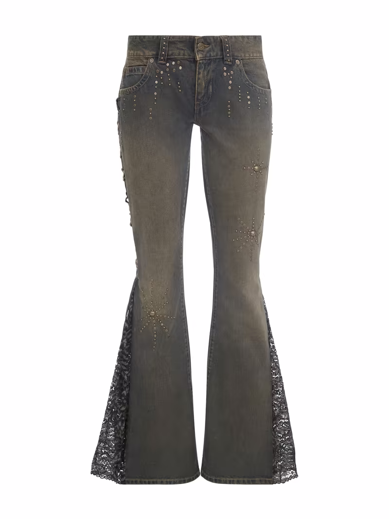 Side lace flare denim pant - GUESS