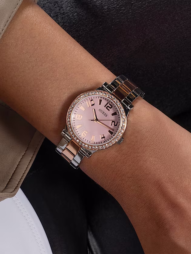 Analogue watch with crystal appliqué detailing - GUESS