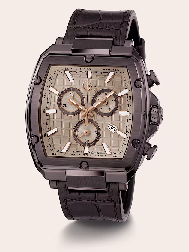 GC leather chronograph watch - GUESS