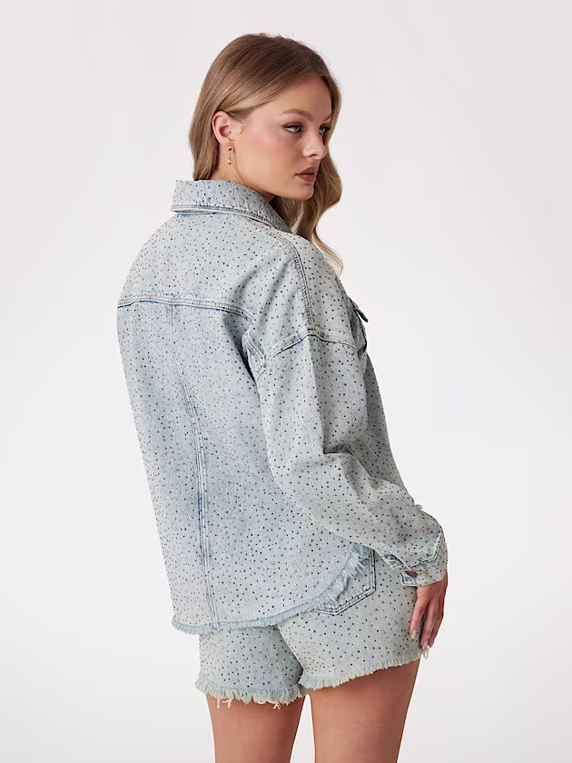 Rhinestone embellished denim jacket - GUESS