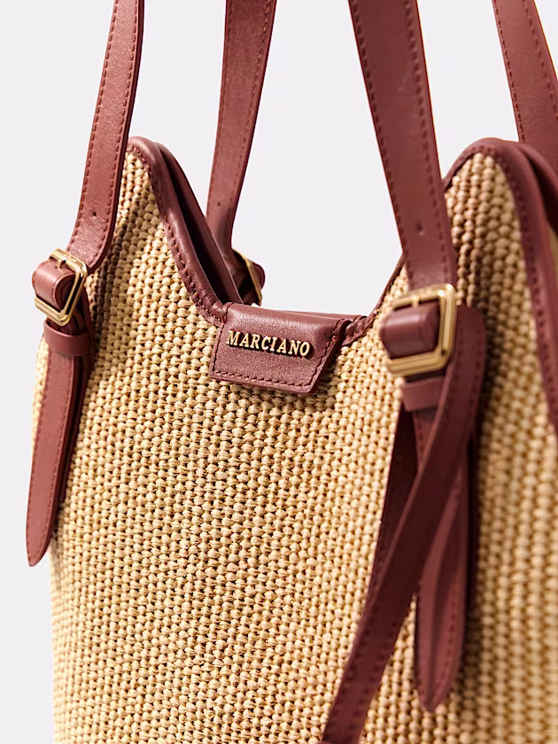 Marciano raffia hobo bag - GUESS