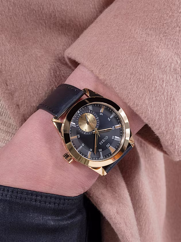 Genuine Leather multi-function watch - GUESS