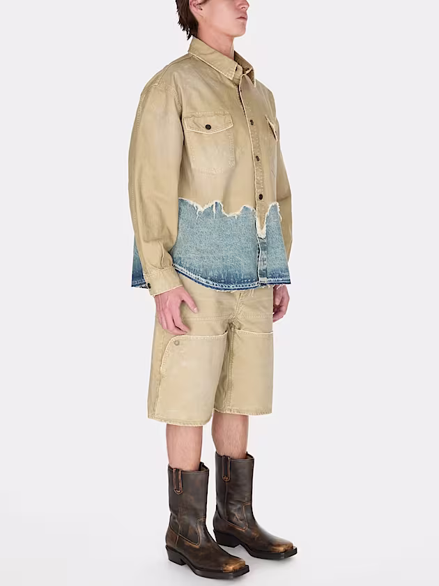 Layered distressed shirt jacket - GUESS