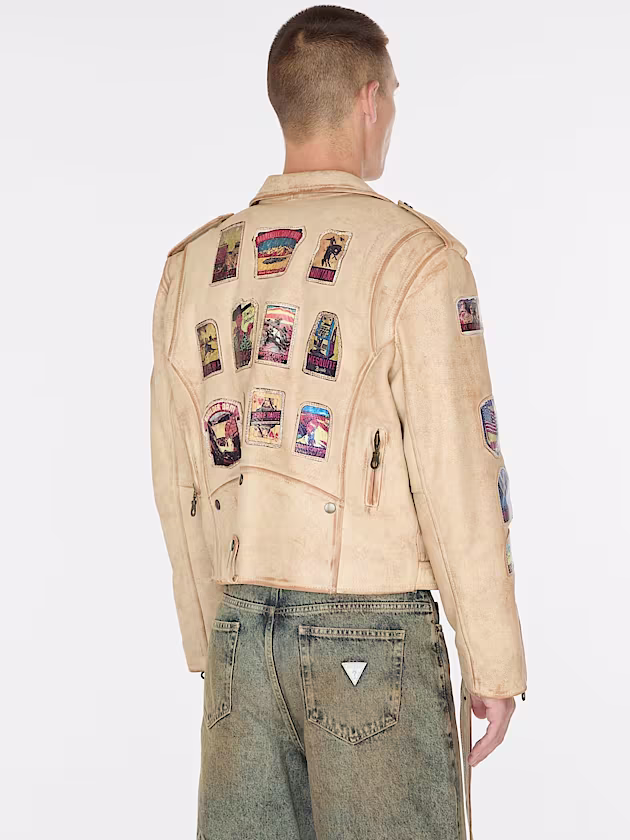 Genuine leather biker jacket - GUESS