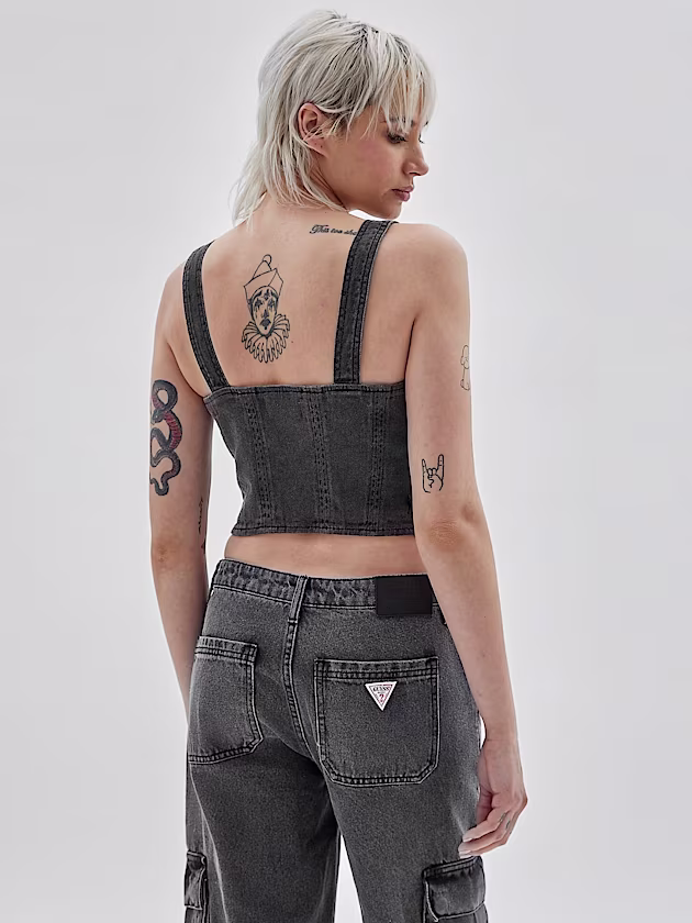Front buttons denim bustier - GUESS