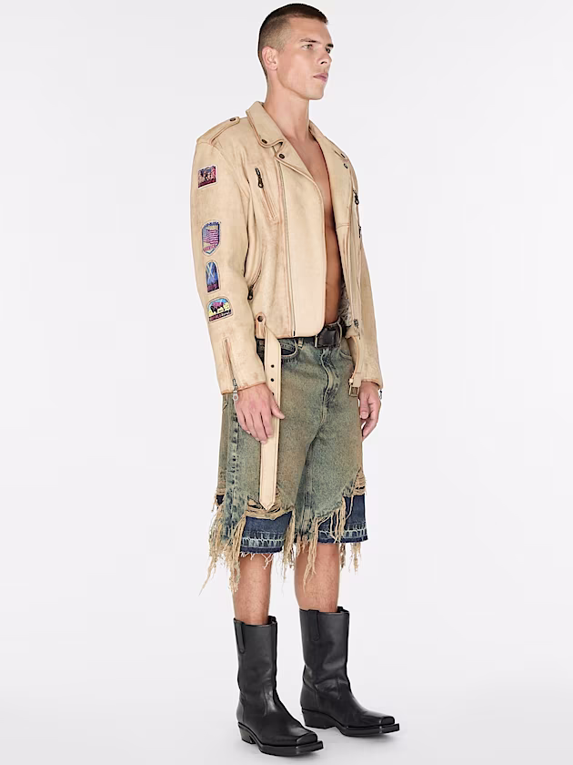 Genuine leather biker jacket - GUESS