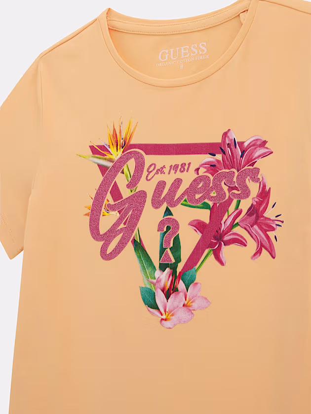 Floral triangle logo t-shirt - GUESS