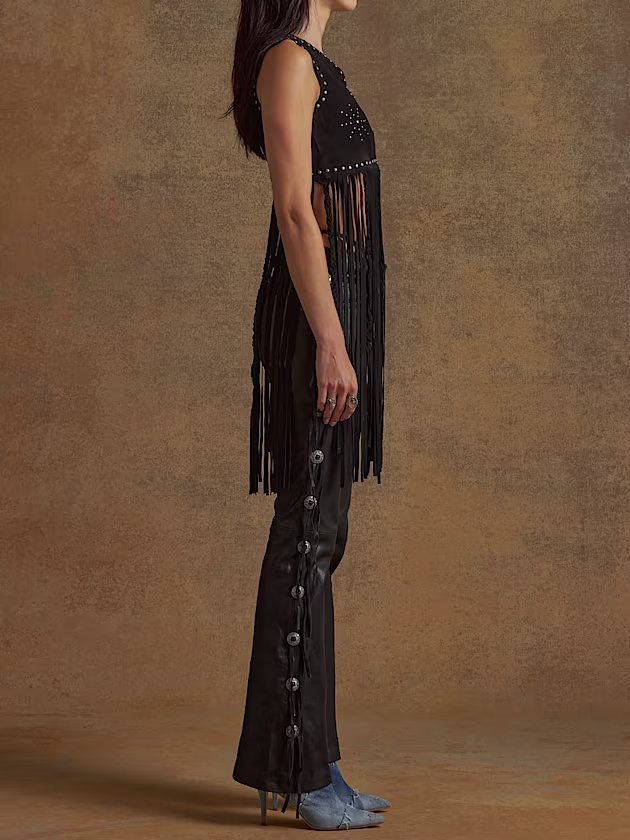 Leather fringe vest - GUESS