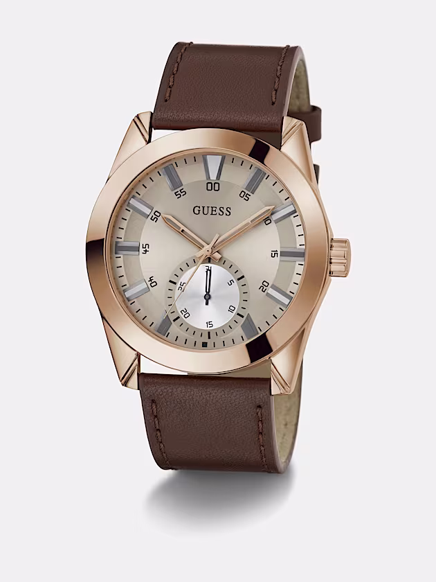 Genuine Leather multi-function watch - GUESS