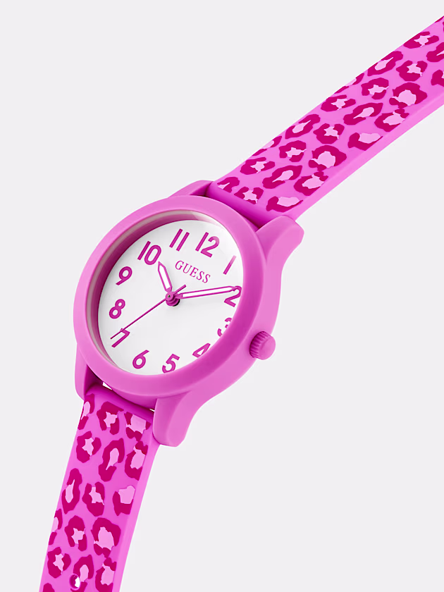 Animal-print silicone analogue watch - GUESS