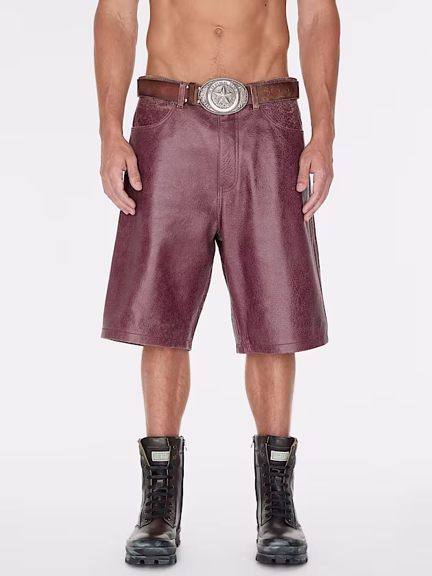 High rise leather shorts - GUESS