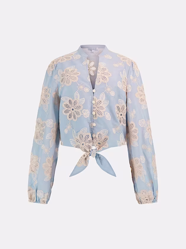 Embroidered tie-front blouse - GUESS