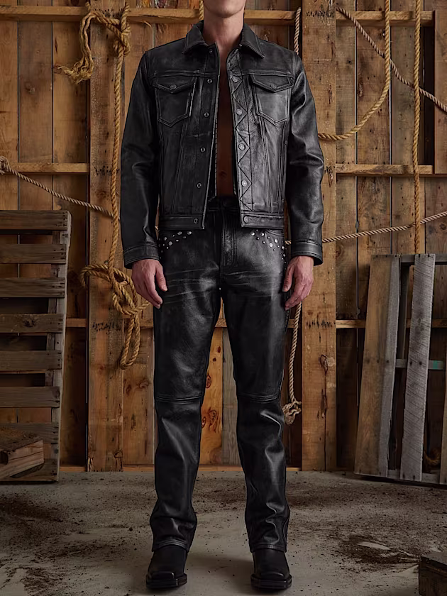 Distressed leather jacket - GUESS